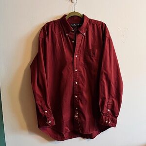 Ralph Lauren Blake Burgundy Cotton Button-Down Shirt Men's XL Long Sleeve